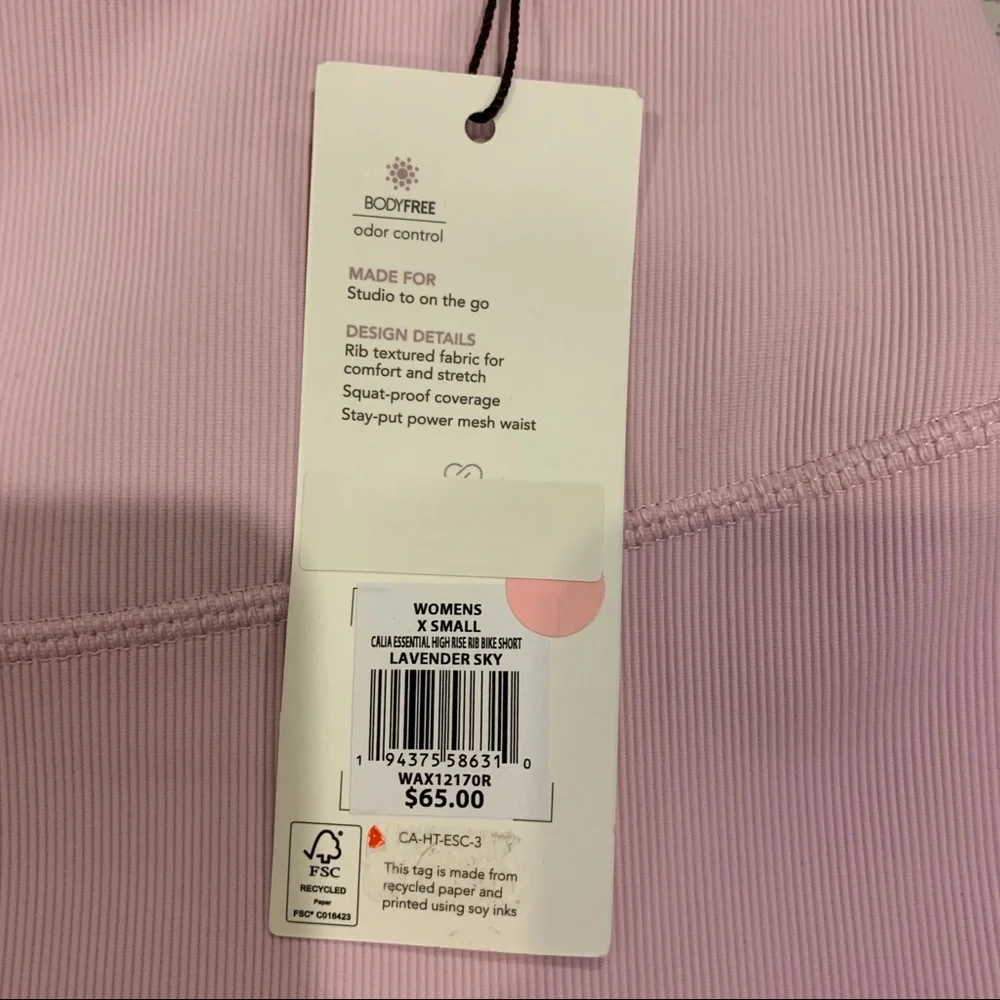 Calia by Carrie Underwood NWT Light Pink Ribbed 10 inch inseam Biker Shorts - Picture 3 of 6